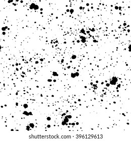 Ink splashes seamless pattern. Black and white spray texture