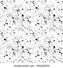 Ink Splashes Seamless Pattern. Black And White Spray Texture