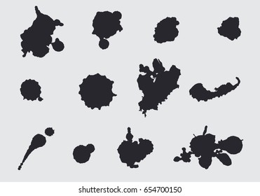 Ink splashes set. Vector blots. Splatter collection.