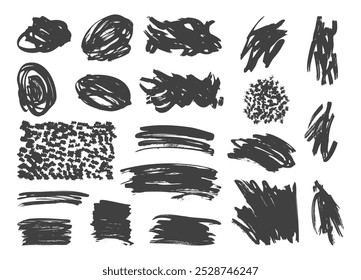 Ink splashes spots hand drawn vector objects isolated