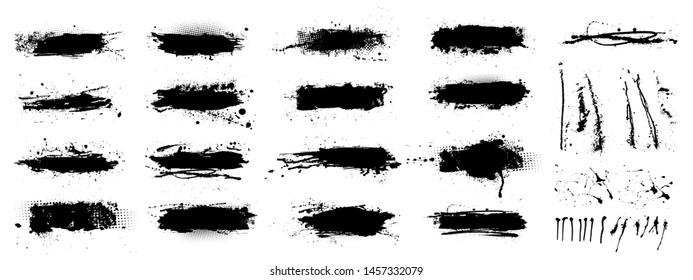 Ink splashes stencil  High quality manually traced  Black inked splatter dirt stain splatter spray splash and drops blots isolated  Vector grunge silhouette set color dirty liquid