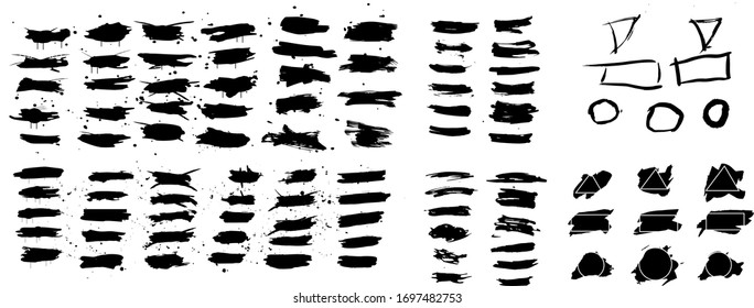 Ink splashes stencil - vector set. High quality manually traced. Black inked splatter dirt stain splatter spray splash with drops blots isolated. Vector grunge silhouette collection color dirty liquid