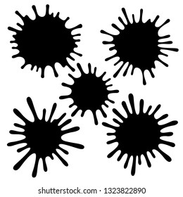 Ink Splashing with Drops. Vector Isolated Splatter Shapes. Abstract Paint Spots
