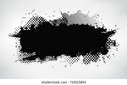 Ink Splat Banner With Grunge Effect.Vector Distressed Banner For Your Design.