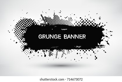 Ink splat banner with grunge effect.Vector distressed banner.