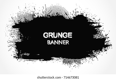 Ink splat banner with grunge effect.Vector distressed banner.