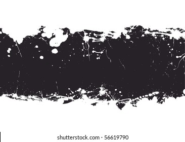 Ink splat banner with white background and black grunge effect