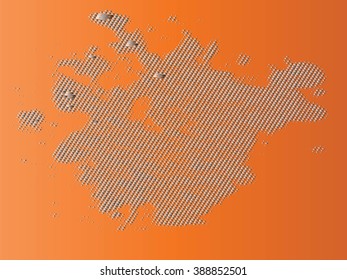 Ink splat  by halftone dots in black and white. Vector