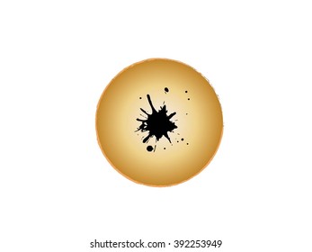 Ink splat overlay by halftone dots.Vector