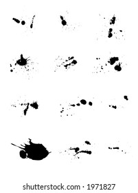 ink splats grouped and to be used as brushes or blood stains etc.