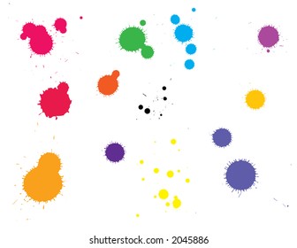 ink splats grouped and to be used as brushes, paint splatters, backgrounds or blood stains etc.
