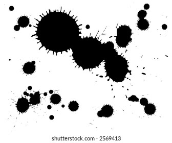ink splats grouped and to be used as brushes, paint splatters, backgrounds or blood stains etc.