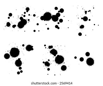 ink splats grouped and to be used as brushes, paint splatters, backgrounds or blood stains etc.