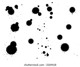 ink splats grouped and to be used as brushes, paint splatters, backgrounds or blood stains etc.
