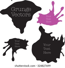 Ink Splatter background vectors. 3 unique, isolated ink blots on white background.