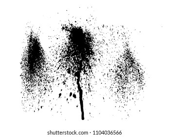 Ink Splatter Black Paint Brush Splashes Set 