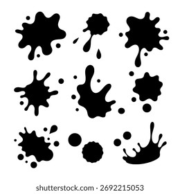 Grupo de salpicaduras de tinta – Vector de manchas de pintura Grunge