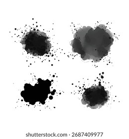 Salpicaduras de tinta Colección Abstractas de acuarela negra Salpicaduras y goteos