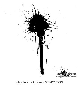 Ink splatter elements on white background . Vector .