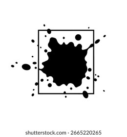 Marco de salpicadura de tinta - gran mancha de pintura dentro del Vector de borde cuadrado para volantes grunge, arte callejero y carteles audaces