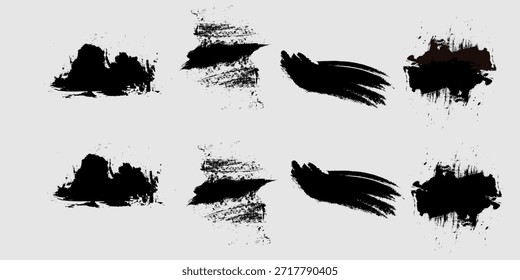 Salpicaduras de tinta y juego de pinceladas Grunge, goteos de pintura Abstractas y salpicaduras para el Diseño gráfico