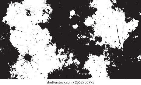 Ink Splatter Grunge Texture, Abstract Black and White Distressed Background Overlay