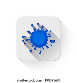 ink splatter icon With long shadow over app button