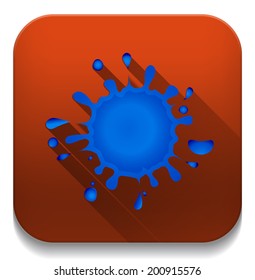 ink splatter icon With long shadow over app button