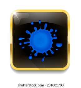 ink splatter icon With long shadow over app button