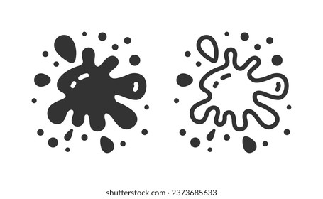 Ink Splatter Illustration. Handgezeichnetes Spritzensymbol. Inkblot, färben Sie Fleck. Umriss und flach Stilsymbol für Webdesign. Vektorgrafik.