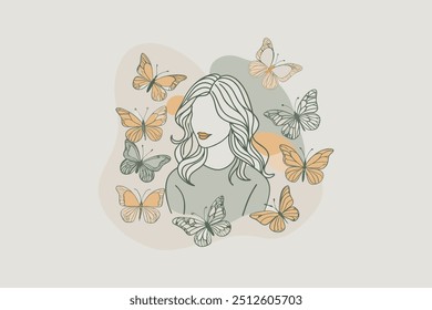 An ink splatter minimalistic silhouette of a woman