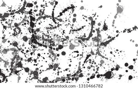 Ink splatter paint drops splashes vector set. Black drip spots isolated on white background. Ink blots, splats, watercolor paint spots, drops splashes. Spray splatter design elements, inky dirt mud