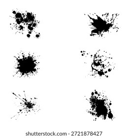 Tintenspritzer-Set, abstrakte Paint Blots, Grunge Black Splash Texturen für kreatives Design.
