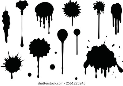 ink splatter set paint brush silhouette art