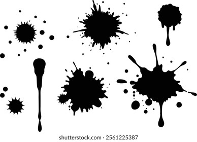 ink splatter set paint brush silhouette art