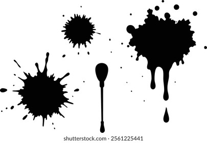 ink splatter set paint brush silhouette art