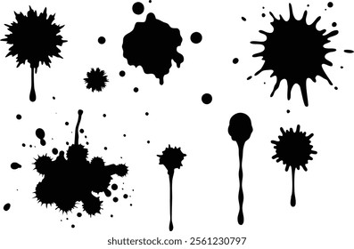 ink splatter set paint brush silhouette art