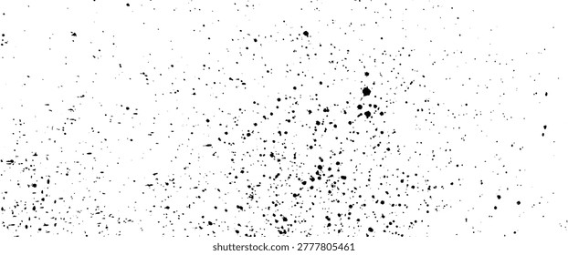 Ink splatter splash bg. Black paint graffiti spray dot texture. Ink grain brush drizzle drops, splats, sprinkles. Grungy speckle spatter blot dirt marks. Abstract grunge distress rough stain overlay