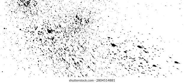 Ink splatter texture. Vector spray paint pattern background. Black splash effect. Watercolor dot elements, dirty grunge brush marks. Drizzle drops, splat sprinkle speckle blots. Distress halftone bg