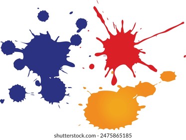 Tinta salpicada de azul, rojo, naranja, como sangre