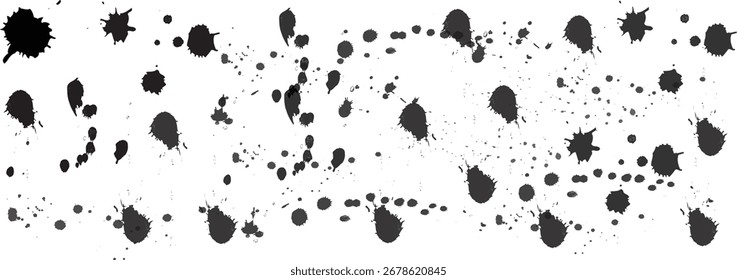 Ink splatters, Grunge splatters. Abstract background. Different hand drawn spray design elements. Paint ink splatter, stains set. Artistic dirty grunge abstract spot vector set.