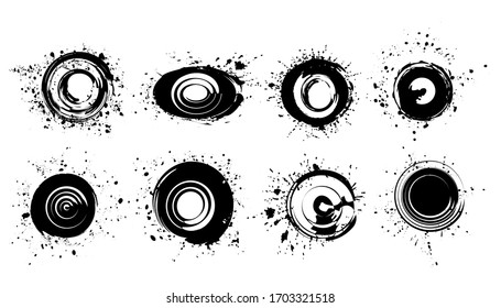 Ink splatters. paintbrush Grunge round shape. vector distress textures. set of Banners, Logos, Icons, Labels and Badges