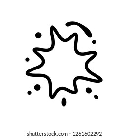 Ink spot, paint stain, simple linear outline icon. Black icon on white background