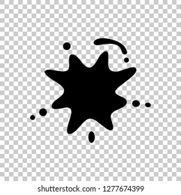 Ink spot, paint stain, simple icon. Black symbol on transparent background