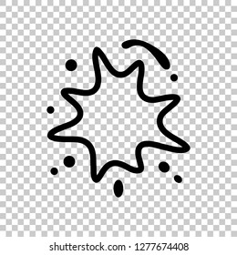 Ink spot, paint stain, simple linear outline icon. Black symbol on transparent background