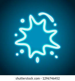Ink spot, paint stain, simple linear outline icon. Neon style. Light decoration icon. Bright electric symbol
