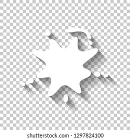 Ink spot, paint stain, simple icon. White icon with shadow on transparent background