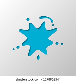 Ink spot, paint stain, simple icon. Paper design. Cutted symbol with shadow