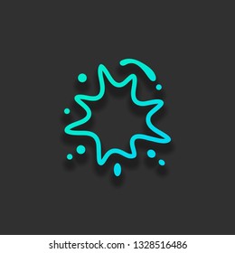 Ink spot, paint stain, simple linear outline icon. Colorful logo concept with soft shadow on dark background. Icon color of azure ocean