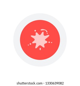 Ink spot, paint stain, simple icon. Icon in colored circle with gray bold border. Web button, modern flat design